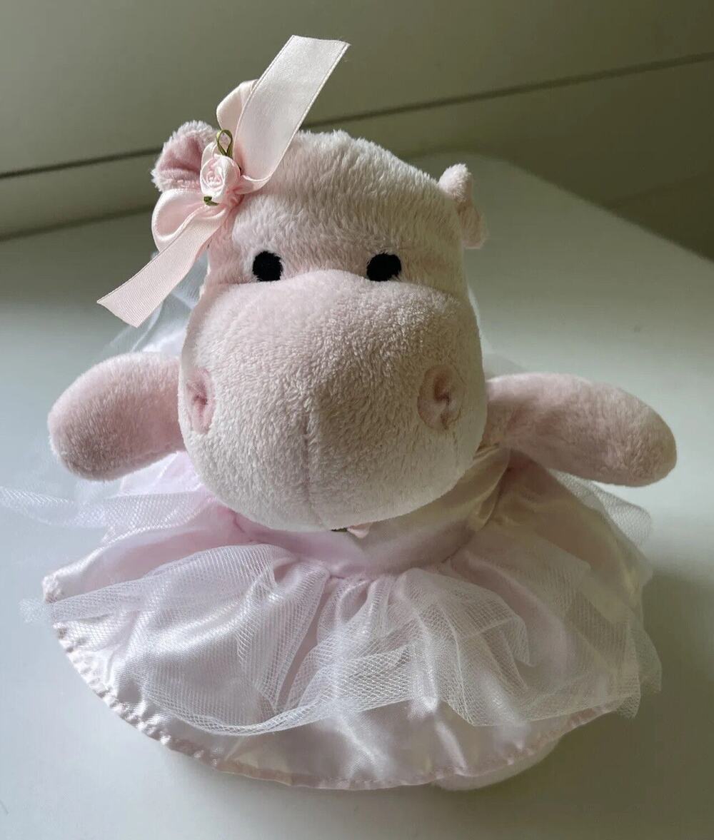 Burton & Burton Ballerina Hippo Plush Pink Tutu Stuffed Animal Doll Toy Soft 11”